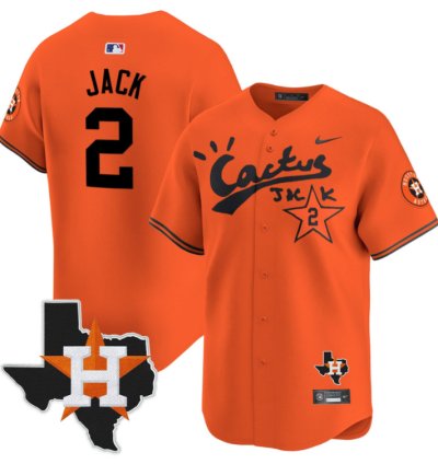 Jack 2 Houston Astros Cactus Jack Houston Patch Orange Limited Jersey