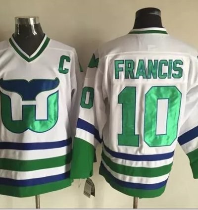 Mens Vintage Ron Francis Jersey 10 Hartford Whalers Stitched White