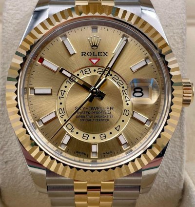 Rolex Sky-dweller 326933 Two Tone Champagne Dial Jubilee Bracelet Unworn 2023