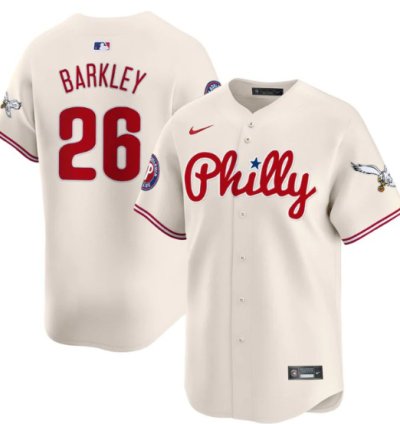 Saquon Barkley Jersey 26 Phillies And Eagles Vapor Premier Limited Stitched Cream