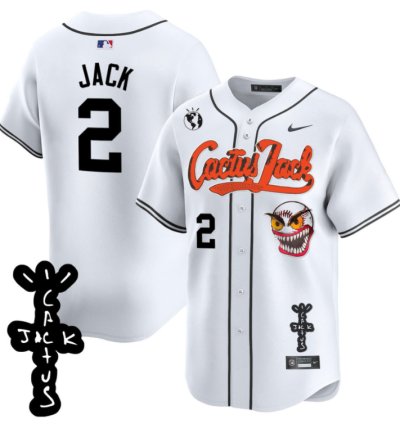 Jack 2 Houston Astros Cactus Jack Patch V2 Men Jersey - White