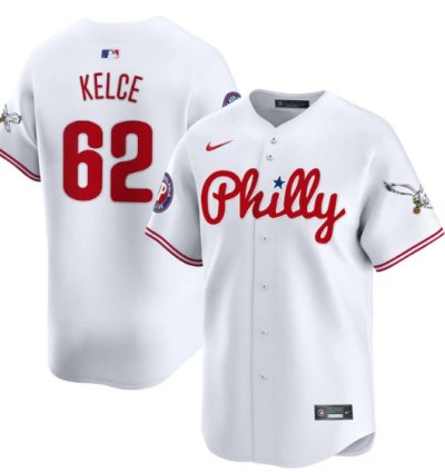 Jason Kelce Jersey 62 Phillies And Eagles Vapor Premier Limited Stitched White