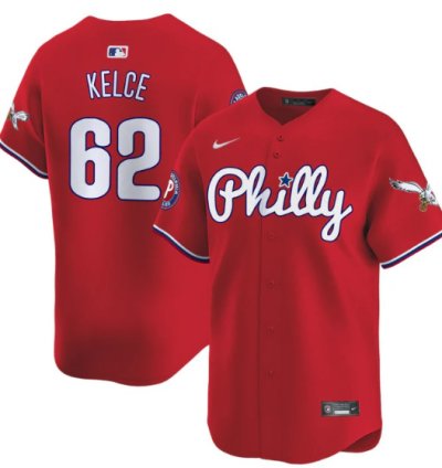 Jason Kelce Jersey 62 Phillies And Eagles Vapor Premier Limited Stitched Red
