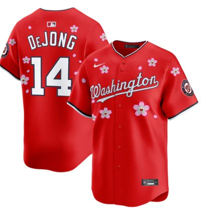 Paul Dejong Jersey 14 Washington Nationals Cherry Blossom Vapor Premier Limited Stitched Red