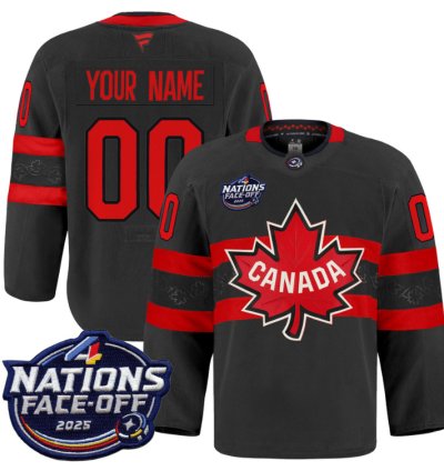 Men Custom Canada Jersey Name Number 4 Nations Face-off 2025 Pro Stitched Black