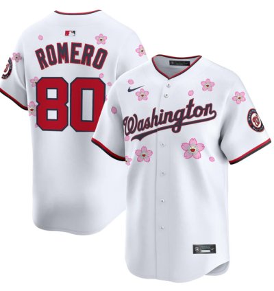 Maxwell Romero Jr Jersey 80 Washington Nationals Cherry Blossom Vapor Premier Limited Stitched White