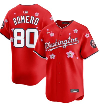 Maxwell Romero Jr Jersey 80 Washington Nationals Cherry Blossom Vapor Premier Limited Stitched Red