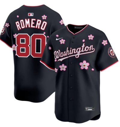 Maxwell Romero Jr Jersey 80 Washington Nationals Cherry Blossom Vapor Premier Limited Stitched Navy