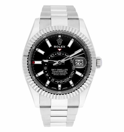 Rolex Sky-dweller 326934 42mm 18k White Gold Bezel Steel Watch Oyster Black 2022