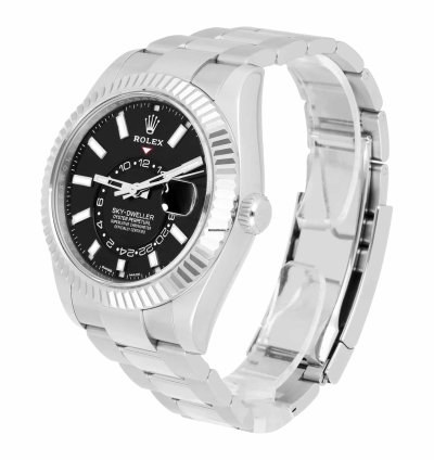Rolex Sky-dweller 326934 42mm 18k White Gold Bezel Steel Watch Oyster Black 2022