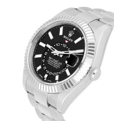 Rolex Sky-dweller 326934 42mm 18k White Gold Bezel Steel Watch Oyster Black 2022
