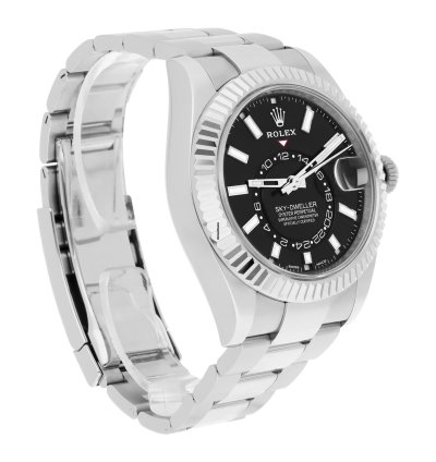 Rolex Sky-dweller 326934 42mm 18k White Gold Bezel Steel Watch Oyster Black 2022