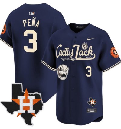 Jeremy Pena 3 Houston Astros Cactus Jack Foundation Fall Classic Limited Jersey Navy