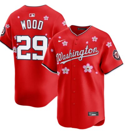 James Wood Jersey 29 Washington Nationals Cherry Blossom Vapor Premier Limited Stitched Red