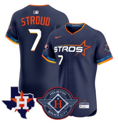 Cj Stroud Jersey 7 Houston Astros 2025 City Connect Texas Patch Premier Elite Stitched Navy
