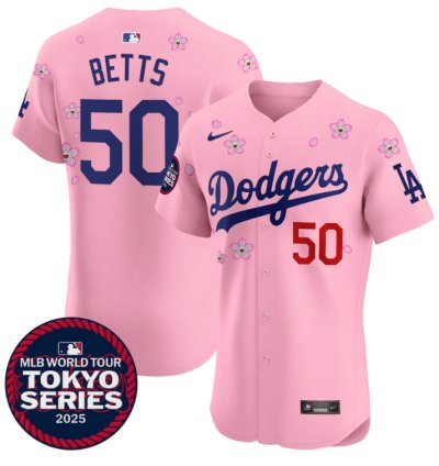 Mookie Betts Jersey 50 Dodgers Tokyo Series 2025 Vapor Premier Elite Stitched Cherry Blossom