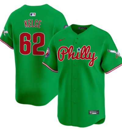 Jason Kelce Jersey 62 Phillies And Eagles Vapor Premier Limited Stitched Green