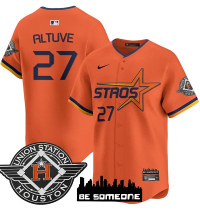 José Altuve Jersey 27 Houston Astros 2025 City Connect Vapor Premier Limited Stitched Orange
