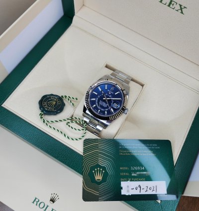 Rolex Sky-dweller 326934 Blue Oyster Warranty