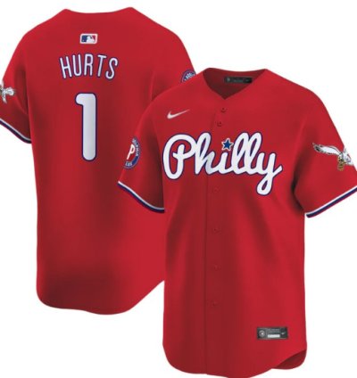 Jalen Hurts Jersey 1 Phillies And Eagles Vapor Premier Limited Stitched Red