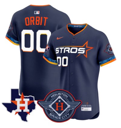 Orbit Jersey 00 Houston Astros 2025 City Connect Texas Patch Premier Elite Stitched Navy
