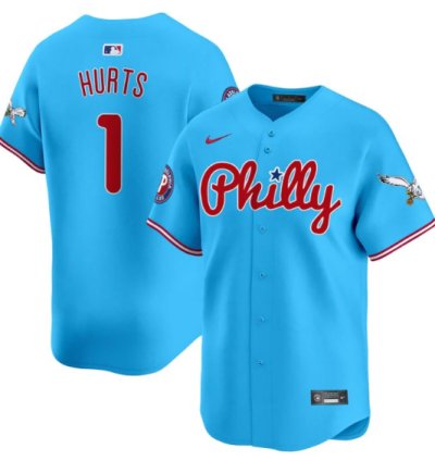 Jalen Hurts Jersey 1 Phillies And Eagles Vapor Premier Limited Stitched Light Blue