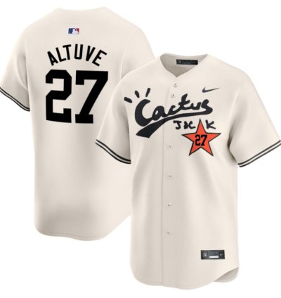 Jose Altuve 27 Houston Astros Cactus Jack Cream Jersey V2