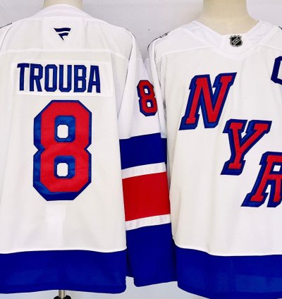 Mens Jacob Trouba Jersey 8 New York Rangers White Alternate All Stitched