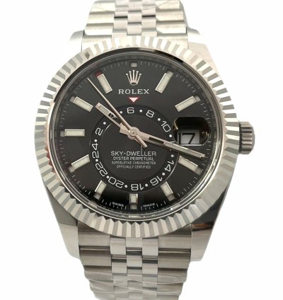 Rolex Sky-dweller 326934 Steel Black Dial Jubilee Perpetual Box Papers New
