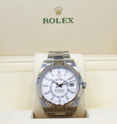 Rolex Sky-dweller 326934 Steel White Dial Oyster Perpetual Box Papers New
