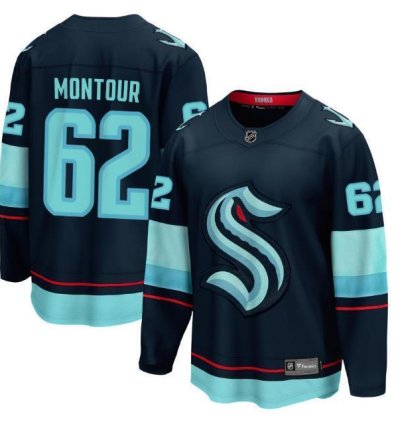 Mens Brandon Montour Jersey 62 Seattle Kraken Navy All Stitched
