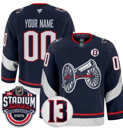Men Custom Columbus Blue Jackets Jersey 2025 Stadium Series Johnny Gaudreau Navy
