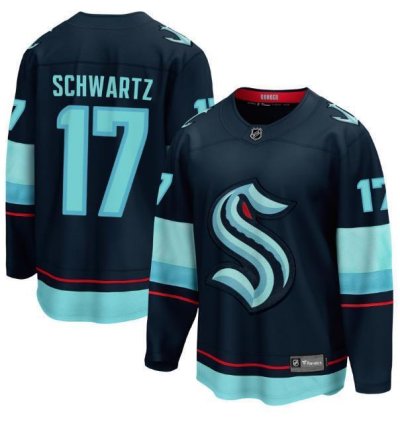 Mens Jaden Schwartz Jersey 17 Seattle Kraken Navy All Stitched