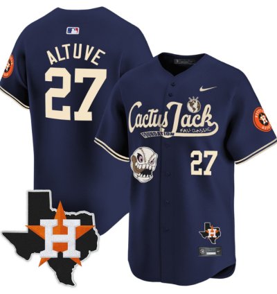 Jose Altuve 27 Houston Astros Cactus Jack Foundation Fall Classic Limited Jersey Navy