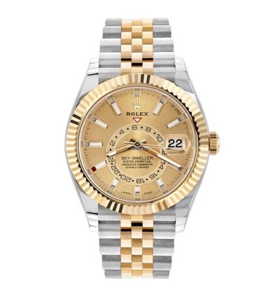 Rolex Sky-dweller 336933 18k Yellow Gold Stainless Steel Champagne Dial 42 Mm