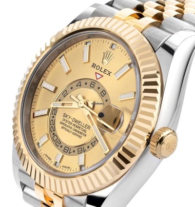 Rolex Sky-dweller 336933 18k Yellow Gold Stainless Steel Champagne Dial 42 Mm