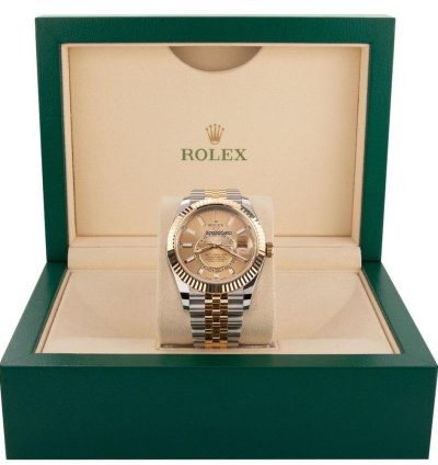 Rolex Sky-dweller 336933 18k Yellow Gold Stainless Steel Champagne Dial 42 Mm