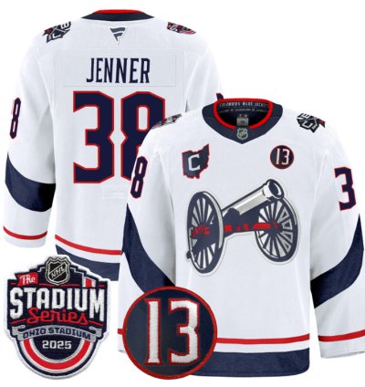 Men Boone Jenner Jersey 38 Columbus Blue Jackets 2025 Stadium Series White