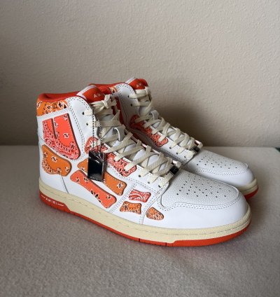 Amiri Skel Top High In Orange Paisley Bandana