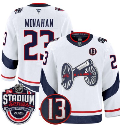 Men Sean Monahan Jersey 23 Columbus Blue Jackets 2025 Stadium Series White