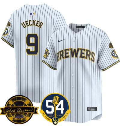 Bob Uecker Jersey 9 Milwaukee Brewers 2025 Bob Uecker 54 Seasons For Brewers Stitched White