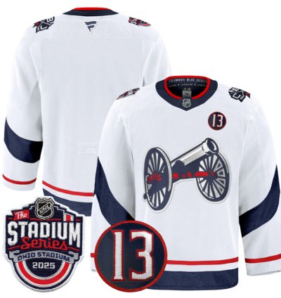 Men Team Jersey Columbus Blue Jackets 2025 Stadium Series 13 Johnny Patch White