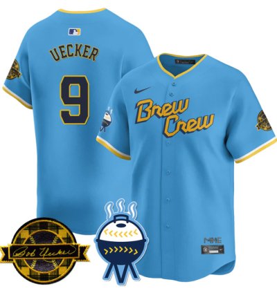 Bob Uecker Jersey 9 Milwaukee Brewers 2025 Limited Bob Uecker Patch Stitched City Connect
