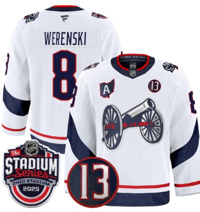 Men Zach Werenski Jersey 8 Columbus Blue Jackets 2025 Stadium Series White