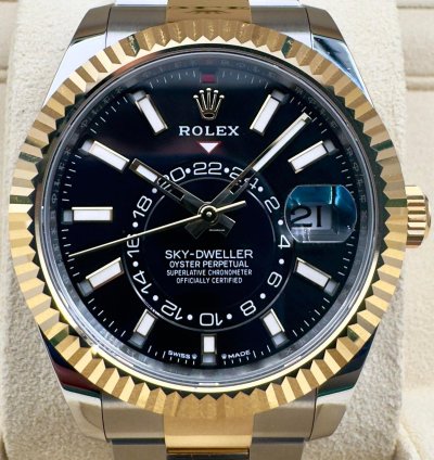Rolex Sky-dweller 336933 Two Tone Black Dial Oyster Bracelet Unworn 2023