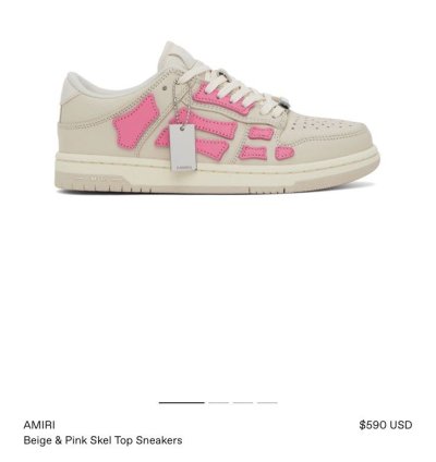 Amiri Skel Top Low Sneakers Beige Pink Size 9