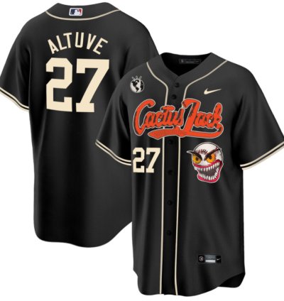 Jose Altuve 27 Houston Astros Cactus Jack Men Jersey Black