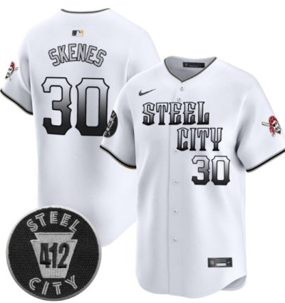Paul Skenes Jersey 30 Pittsburgh Pirates 412 Patch Vapor Premier Limited V8 Stitched White