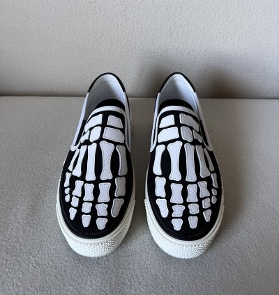 Amiri Skel Top Slip Ons In White Black