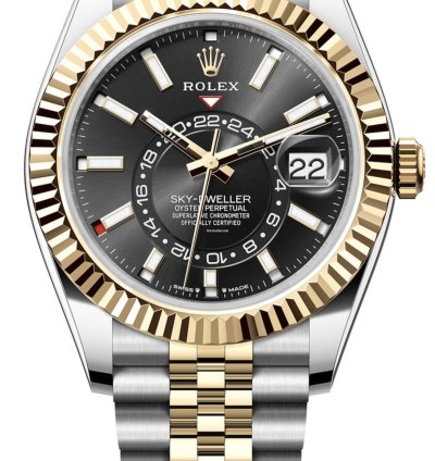 Rolex Sky-dweller 336933 Two-tone Jubilee Bracelet Black Index Stick Dial Dial 42mm